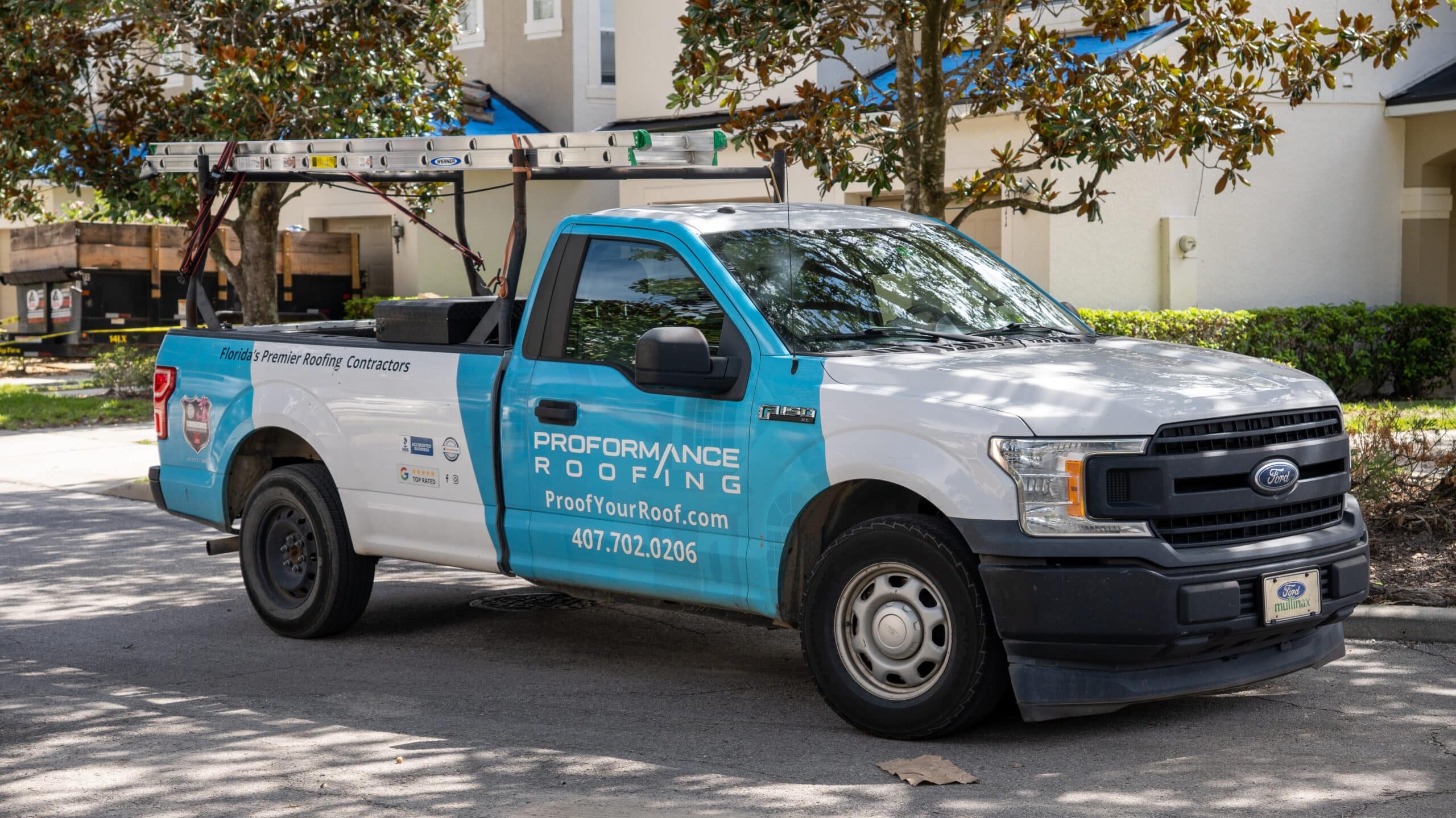 an image of a vehicle in coast client proformance roofing’s fleet.